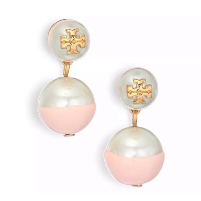 Tory Burch Dipped Logo Pearl Drop Earrings 