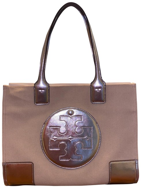 Tory Burch Ella Mini Natural Silver Tote 