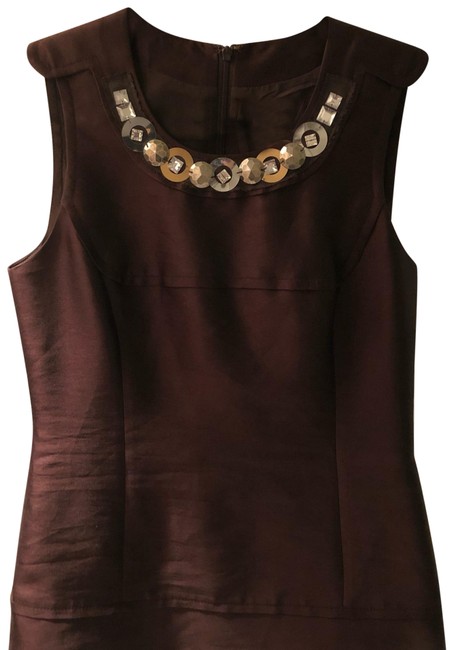 Tory Burch Embellished Collar Brown Top 