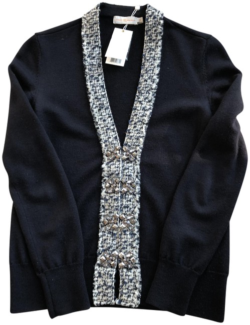 Tory Burch Embellished Tweed Cardigan Sweater 