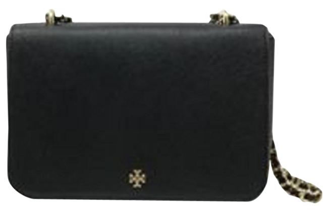 Tory Burch Emerson Adjustable Black Leather Shoulder Bag 