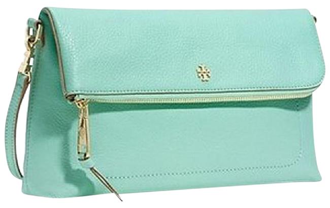 Tory Burch Emerson Flap Mint Pebbled Leather Messenger Bag 