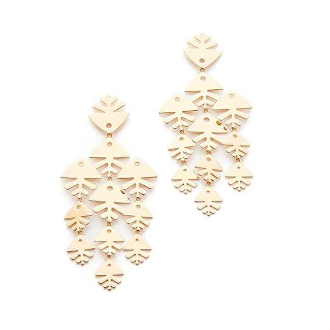 Tory Burch Fish Gold Metal Chandelier Earrings 