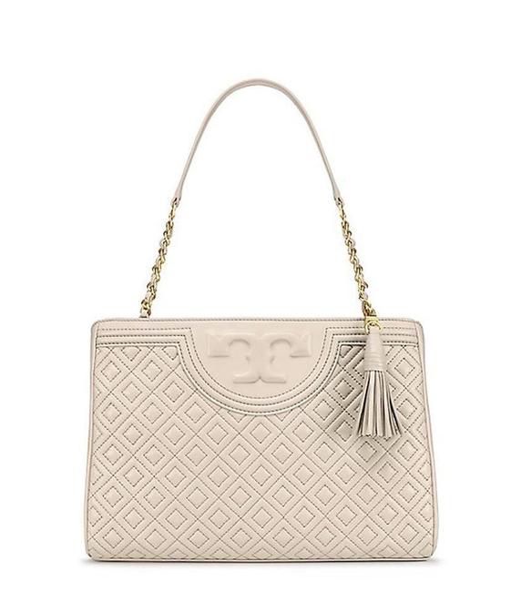 Tory Burch Tote Fleming Bedrock Open Nude Soft Pink Blush Leather Shoulder Bag 