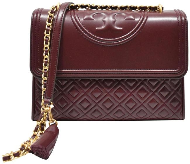 Tory Burch Fleming Large Convertible Dark Red Leather Shoulder Bag 