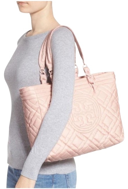 Tory Burch Fleming Quilted Mineral Pink Nylon Tote 