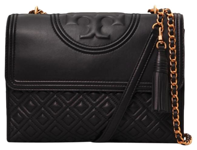 Tory Burch Fleming Shoulder Cross Black Leather Shoulder Bag 