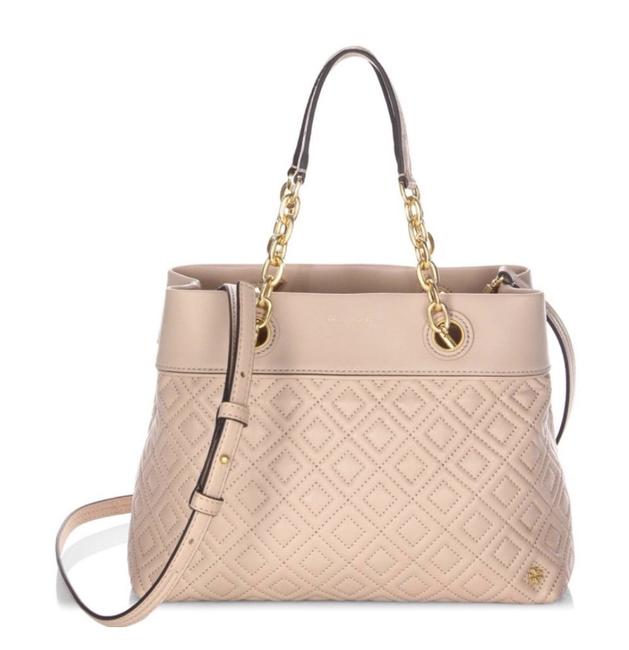 Tory Burch Shoulder Bag Crossbody Fleming Small New Mink Leather Tote 