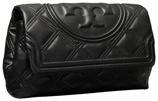 Tory Burch Fleming Soft Black Leather Clutch 