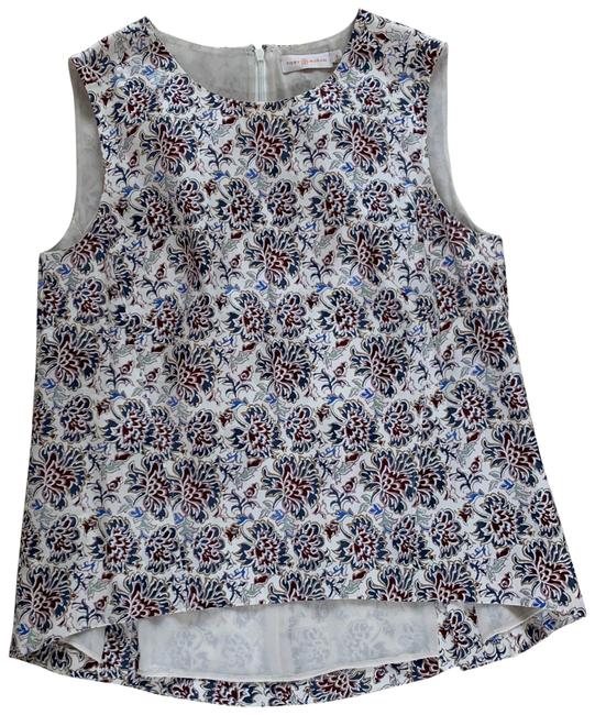 Tory Burch Floral Red Cream Silk Cotton Nwot Blouse  