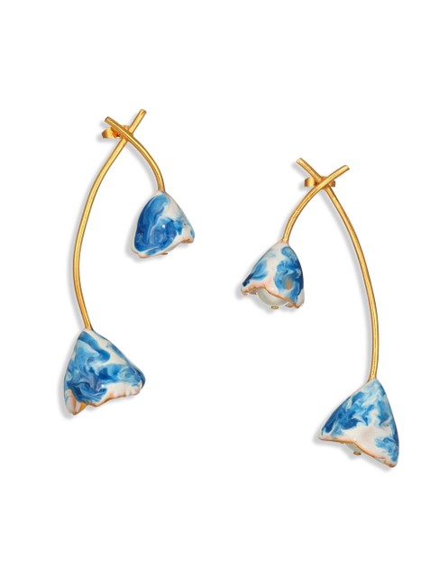 Tory Burch Flower Bud Enamel &amp Faux Pearl Drop Earrings 