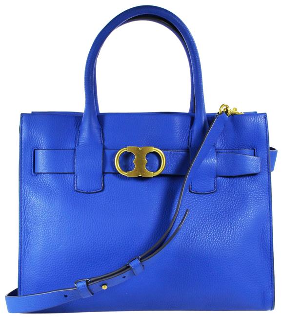 Tory Burch Gemini Link Blue Navy Leather Tote 