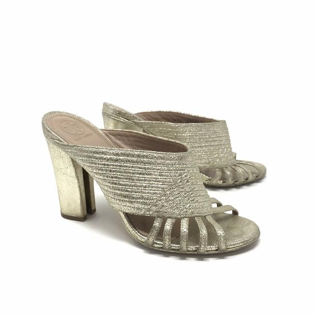 Tory Burch Gold Brida Leather Mules Sandals