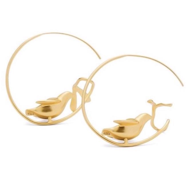 Tory Burch Gold Dove Hoop Earrings 
