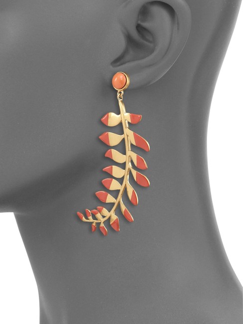 Tory Burch Gold Fern Drop In Pomelo Worn Earrings 