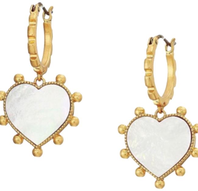 Tory Burch Gold Heart Mother Of Pearl Earrings 
