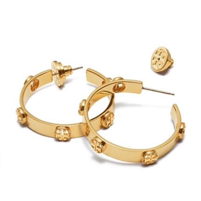 Tory Burch Gold Milgrain Hoop Earrings 