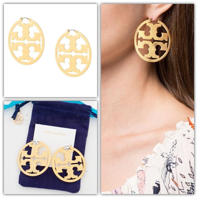 Tory Burch Gold Miller Hoop Logo Earrings 