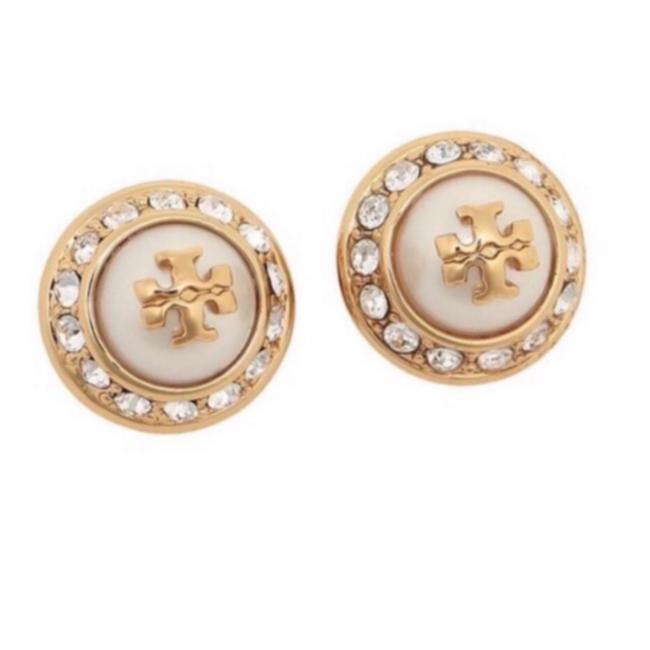 Tory Burch Gold Natalie Crystal Pearl Earrings 