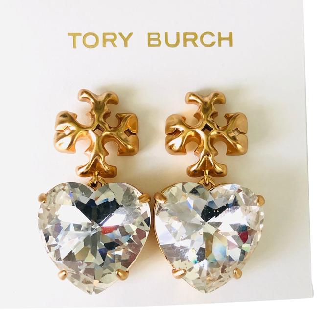Tory Burch Gold Roxanne Clear Cyrstal Drop Large Earrings 