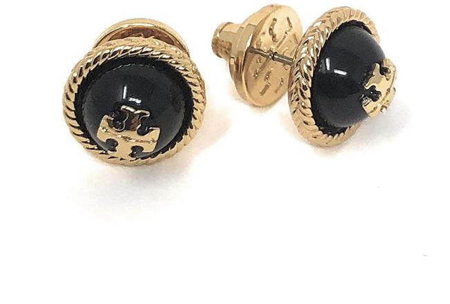 Tory Burch Gold Stud Rope Logo Earrings 
