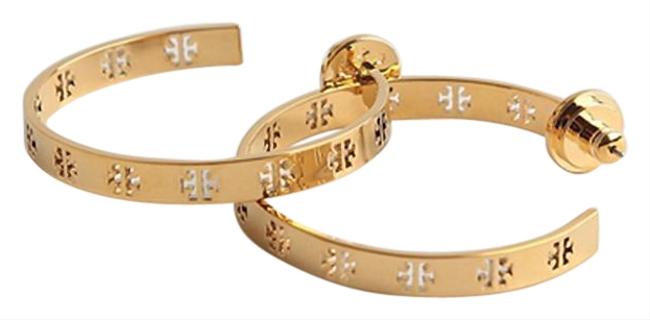 Tory Burch Gold T T pierced Logo Hoop Earrings 