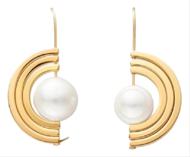 Tory Burch Gold Pearl Spinning Earrings 