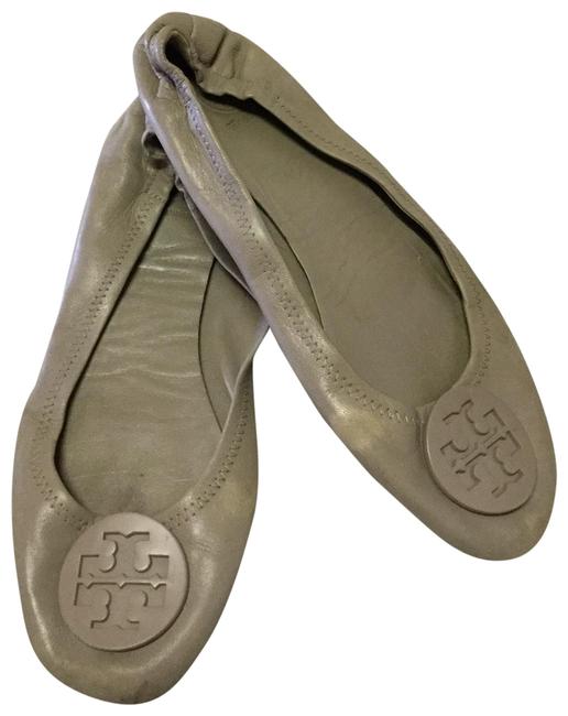 Tory Burch Gray Minnie Travel Logo Ballet Flats Wedges