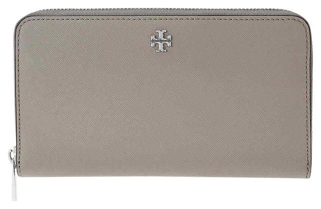 Tory Burch Gray Robinson Continental Zip Wallet 