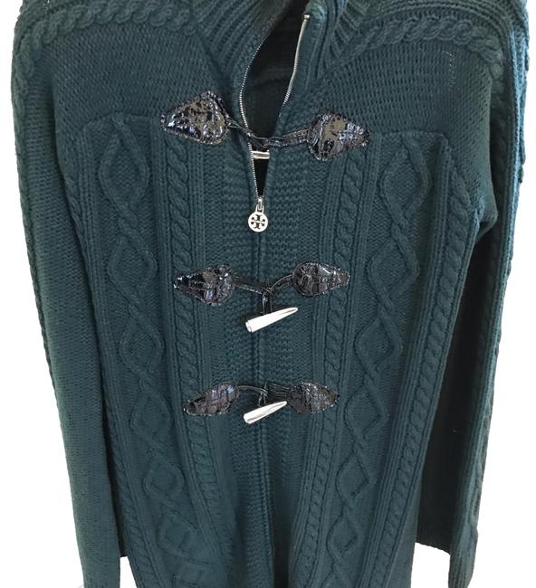 Tory Burch Green Long Knit Coat Poncho Cape