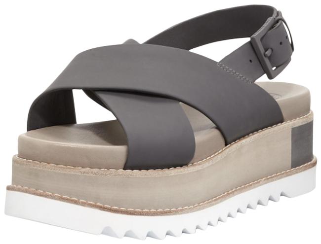 Tory Burch Grey Black Gloriette Platform Sandals
