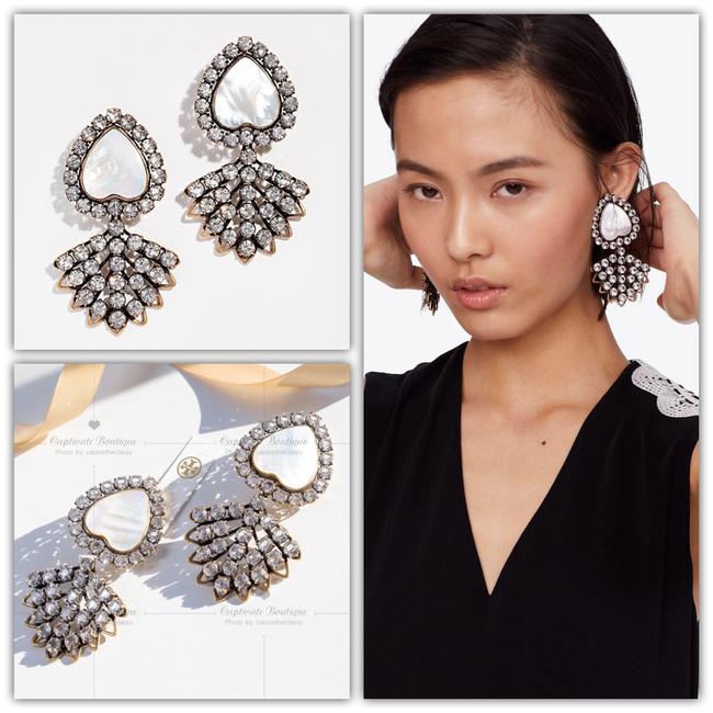Tory Burch Heart Crystal Mother of pearl Earrings 