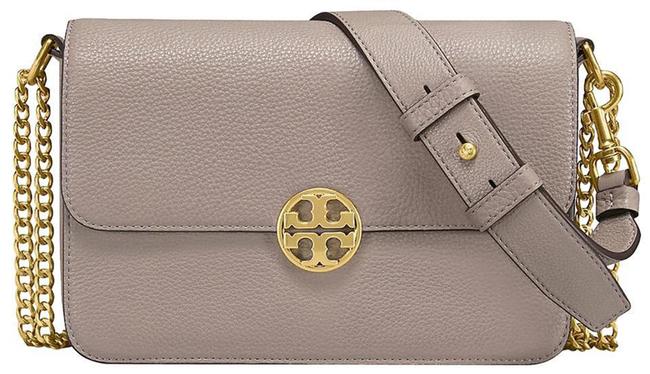 Tory Burch Heron Convertible Chelsea Gray Leather Shoulder Bag 