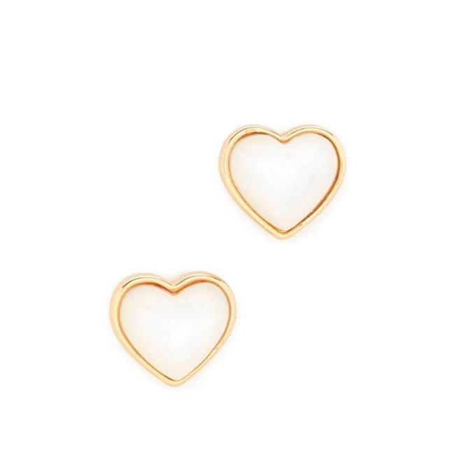 Tory Burch Ivory Tory Gold Heart Amore Studs Earrings 