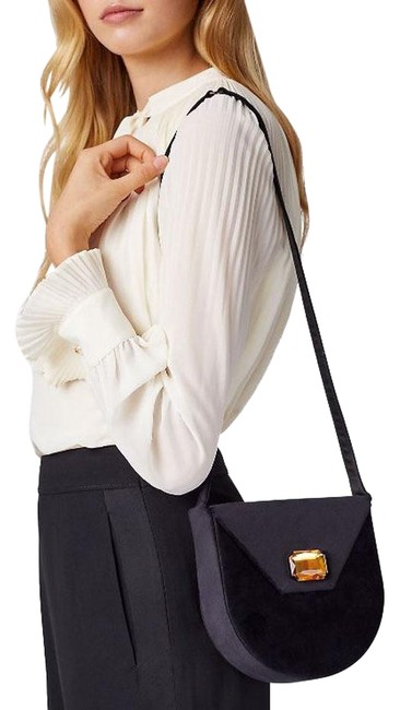 Tory Burch Jewel Black Velvet Shoulder Bag 