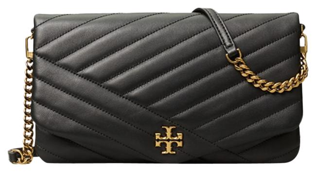 Tory Burch Kira Chevron Black Lambskin Leather Clutch 