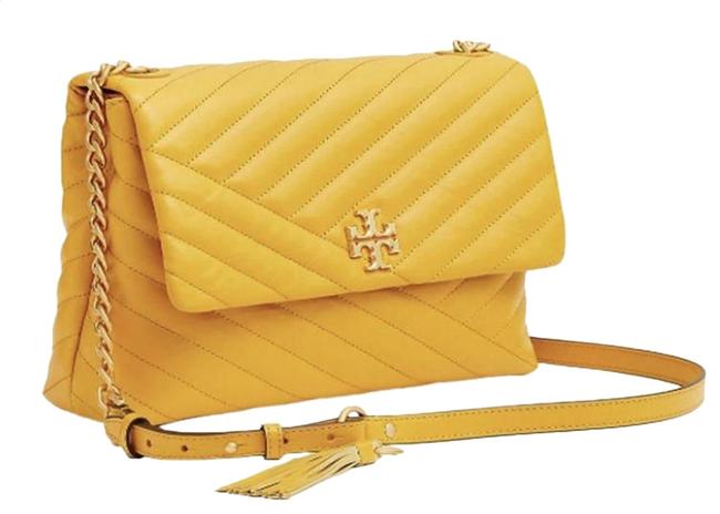 Tory Burch Kira Chevron Flap Daylily Leather Shoulder Bag 