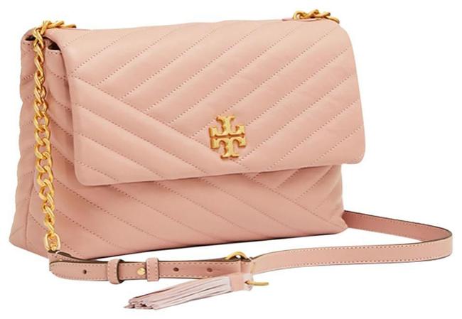 Tory Burch Kira Chevron Flap Pink Moon Leather Shoulder Bag 