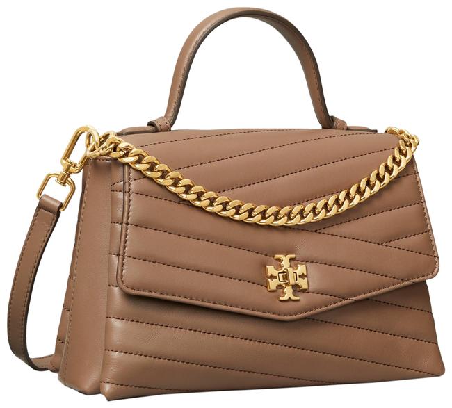 Tory Burch Kira Chevron Top handle Taupe Leather Satchel 