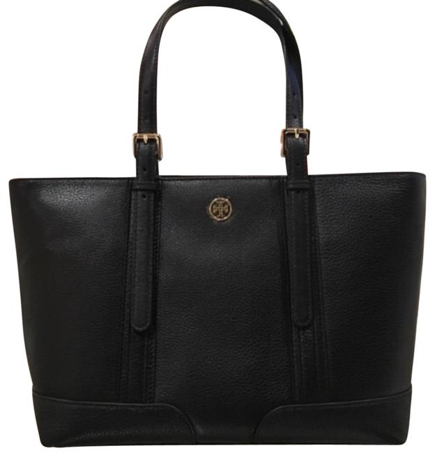 Tory Burch Landon Tote Black Pebbled Leather Shoulder Bag 