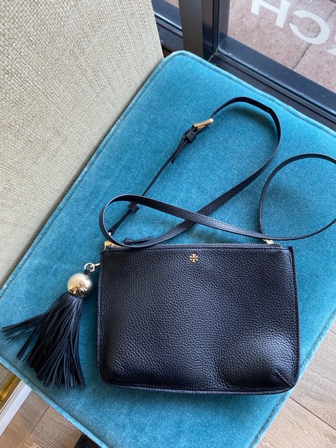 Tory Burch Leather with Tassel Black Cross Body Bag 