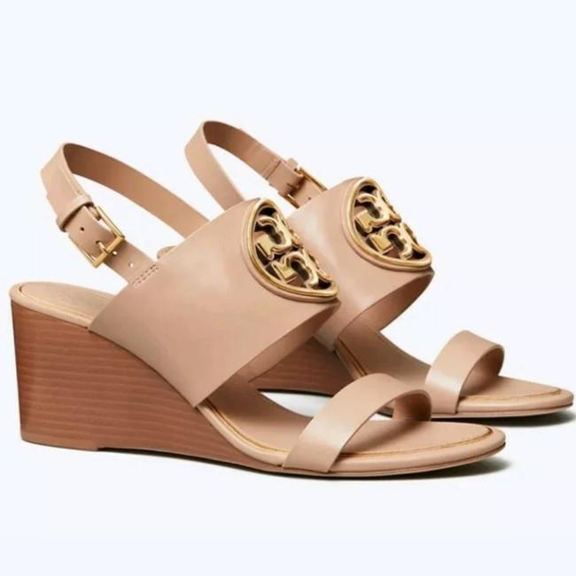 Tory Burch Light Make UpGold Miller Logo Wedge Sandals