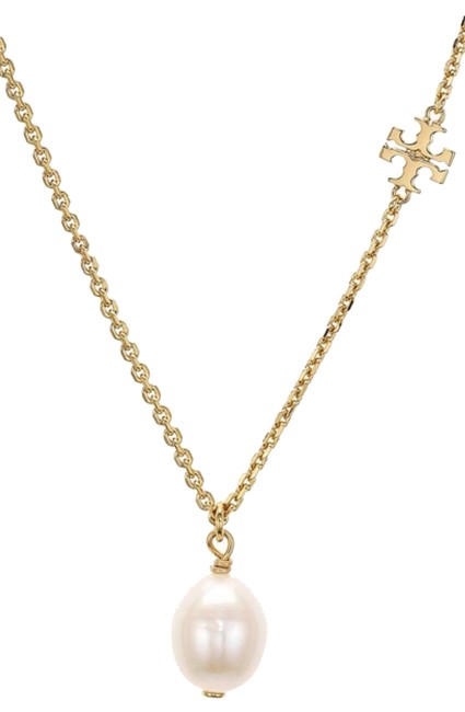 Tory Burch Logo Cultured Freshwater Pearl Necklace 