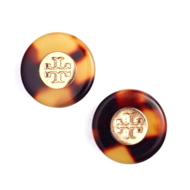 Tory Burch Logo Tortoise Disc Earrings 