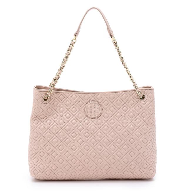 Tory Burch Marion Quilted Tote Light Oak Leather Shoulder Bag 