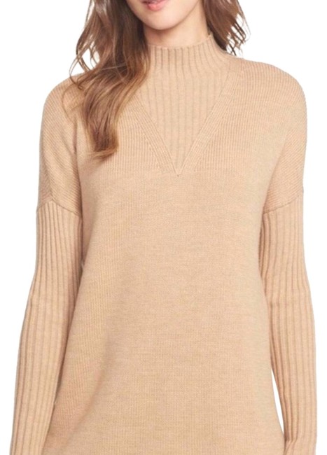 Tory Burch Merino Oversized Mockneck Tunic Camel Sweater 