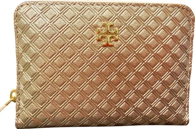 Tory Burch Metallic Rose Gold Diagonal Design Wallet 