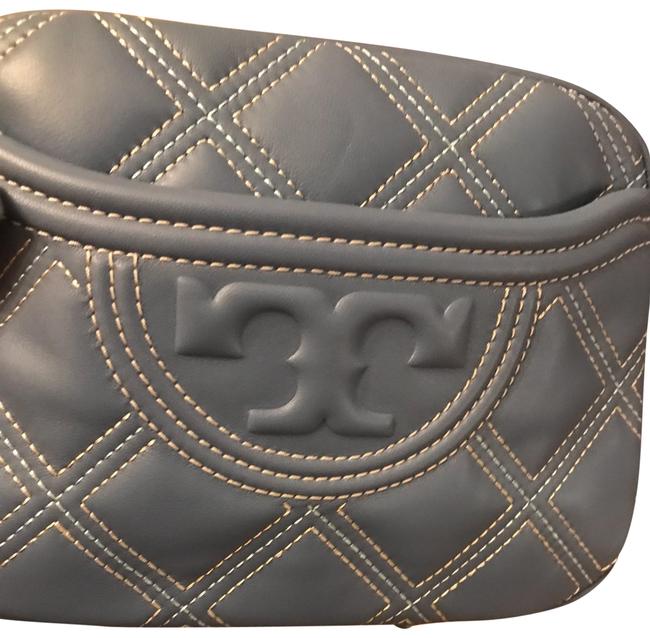 Tory Burch Monogram Baby Blue Leather Tote 