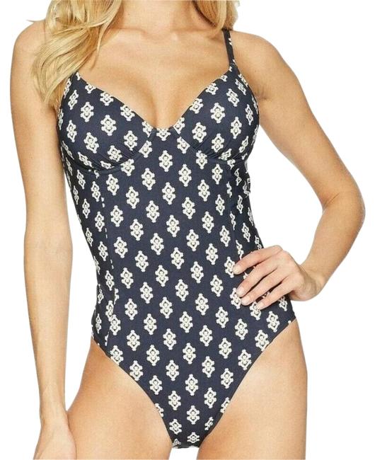 Tory Burch Navy Double Diamond One piece Bathing Suit 