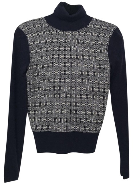 Tory Burch Gemini Link Navy White Sweater 